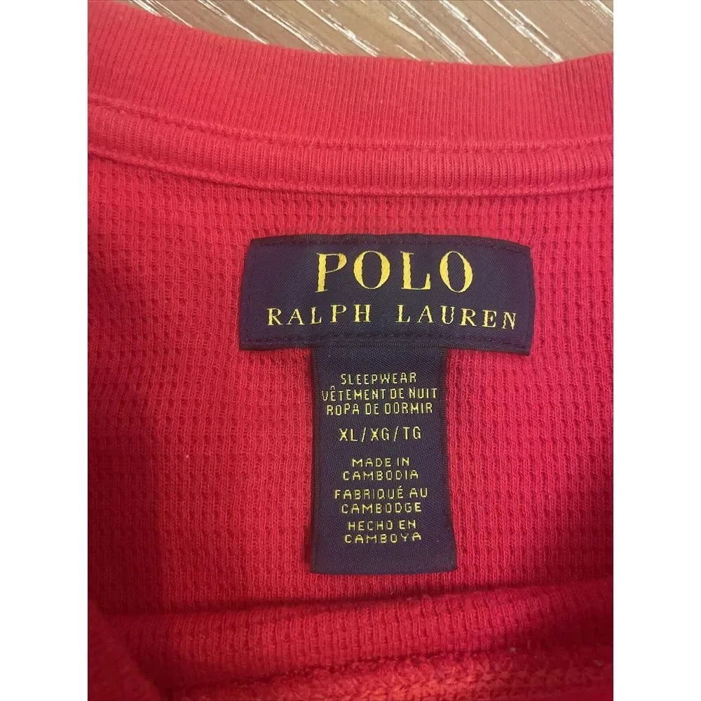 Polo Ralph Lauren Mens Waffle Knit Thermal Long Sleeve RED Shirt XL EXCELLENT‎
